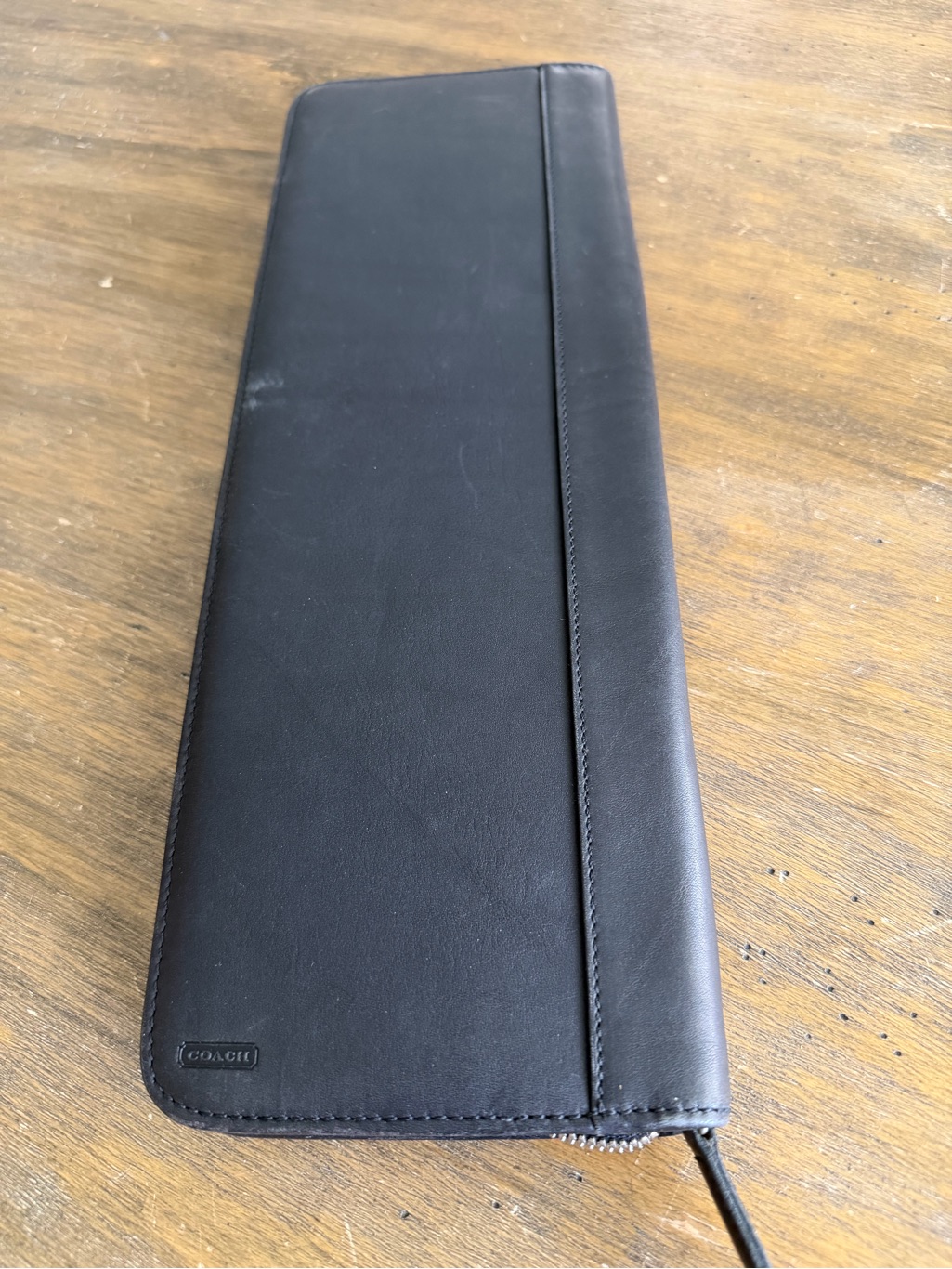 Coach Black Leather Zip Tie Travel Organizer